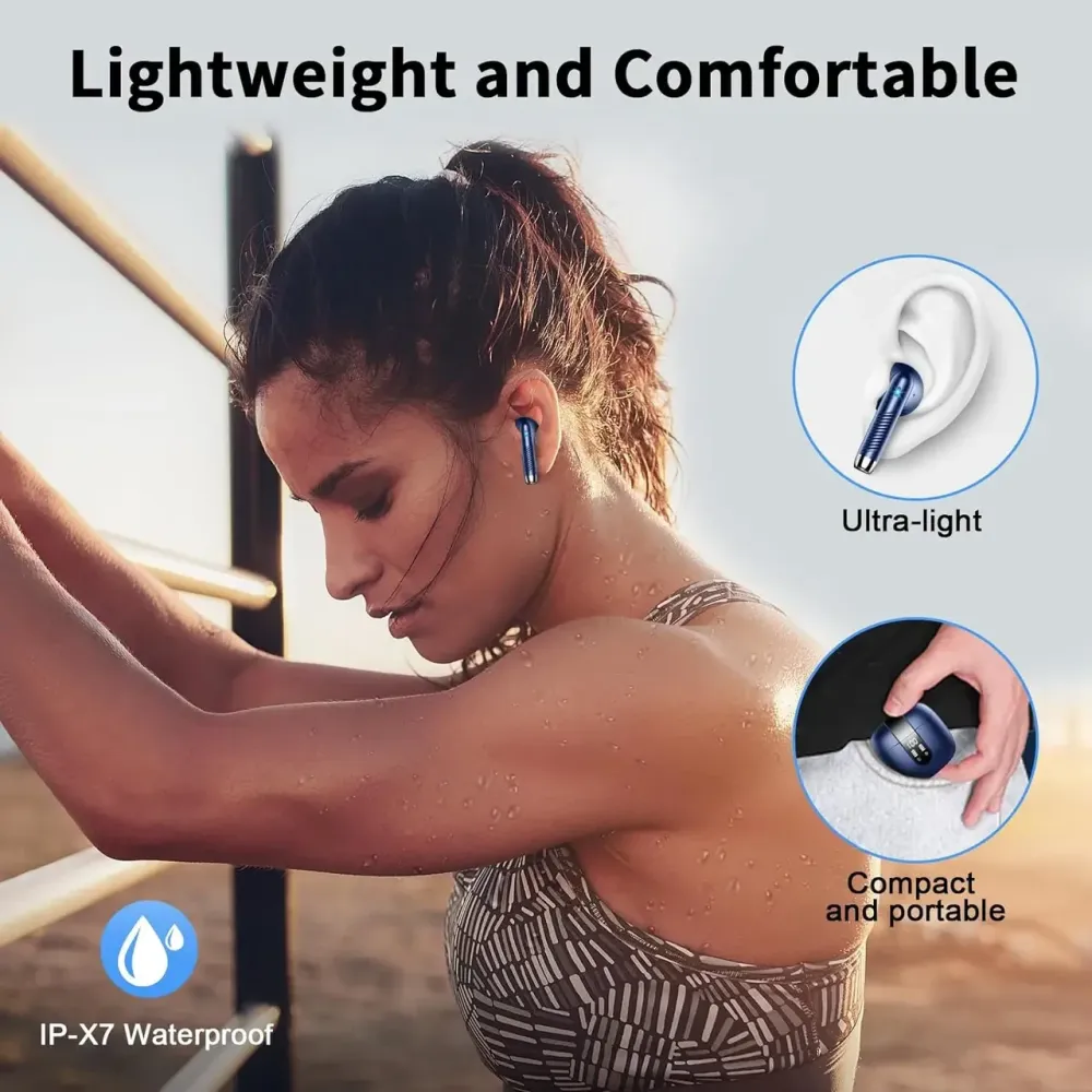 Bluetooth навушники Drsaec J55 TWS Bluetooth 5.3, ENC 4 мікрофони, IPX7, LED дисплей, до 48 годин автономності, Type-C Київ - фото 11
