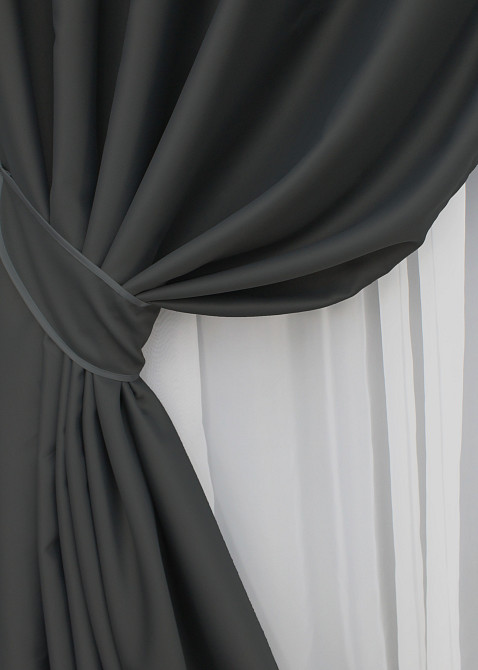 Комплект штор на люверсах VR-Textil Midnight № 1399ш 150х270 см 2 шт Графитовый (37-0139) Киев - изображение 5