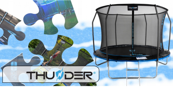 Батут THUNDER INSIDE ELITE з внутрішньою сіткою 6 футів 183 см чорно-блакитний Київ