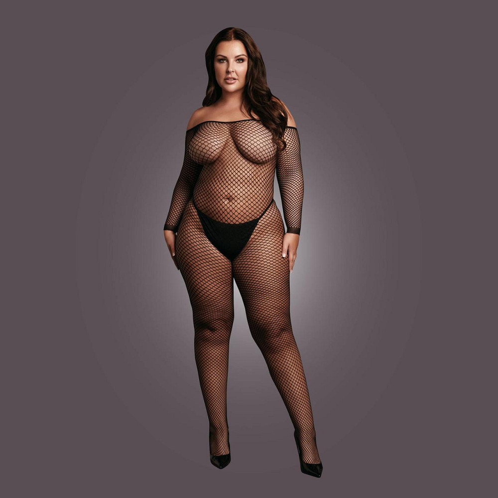 Жіночий боді-комбінезон із сітки Le Desir Off Shoulder Fishnet Bodystocking, чорний Sex Aura Київ - фото 6
