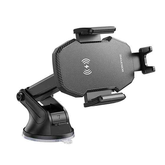 Тримач для мобiльного з БЗП BOROFONE BH214 Adelante wireless fast charging car holder(center console) Black (6941991109782) Київ