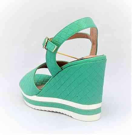 Желенські Сандалі Босоножки на Танку Платформа Бірюзові Літні Зелені (розміри: 35,38) - 12-7 Дніпро