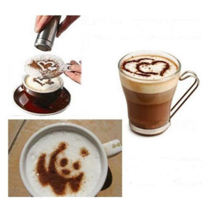 Набор для кофе трафареты 16 штук и баночка серый Киев - изображение 2