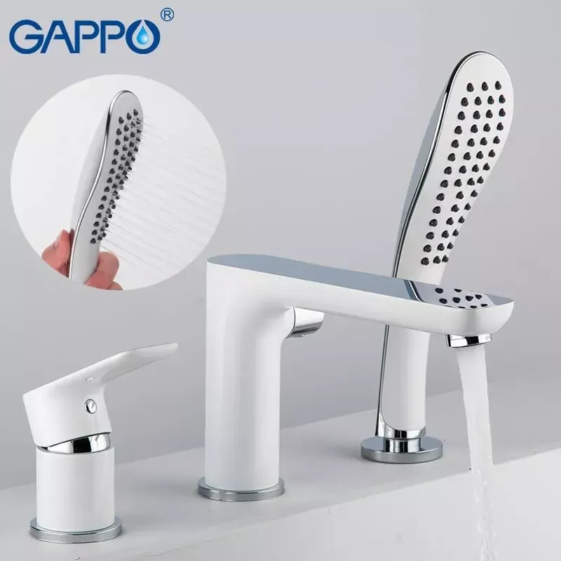 Смеситель на борт ванны GAPPO G1148 белый/хром Киев - изображение 4
