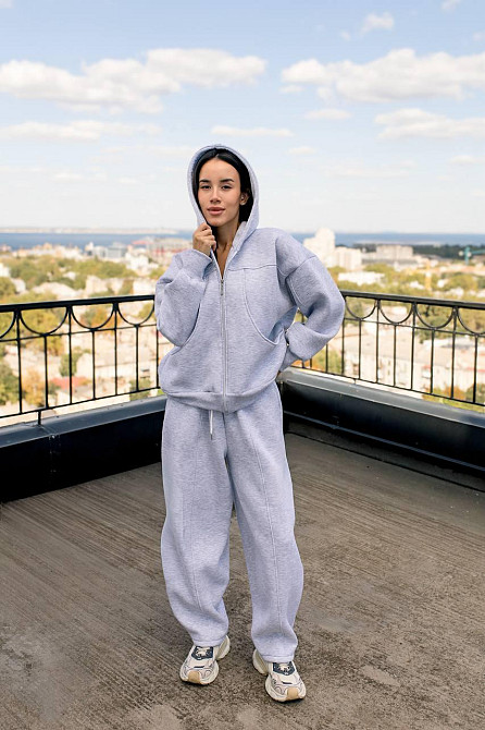 Женский теплый костюм двойка свободного кроя на каждый день турецкая трехнитка на флисе Меланж Одесса - изображение 5