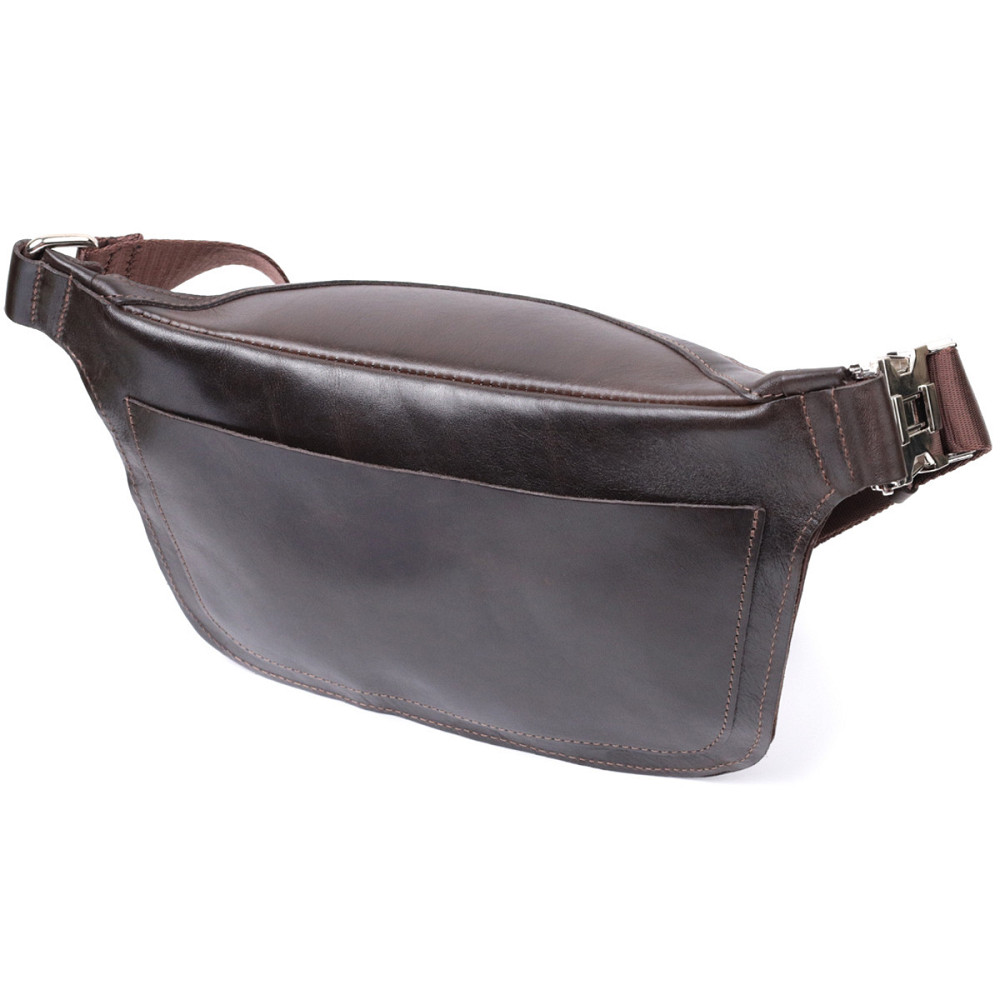 Стильна бананка для чоловіків із натуральної шкіри GRANDE PELLE 22814 Коричневий Київ - фото 2