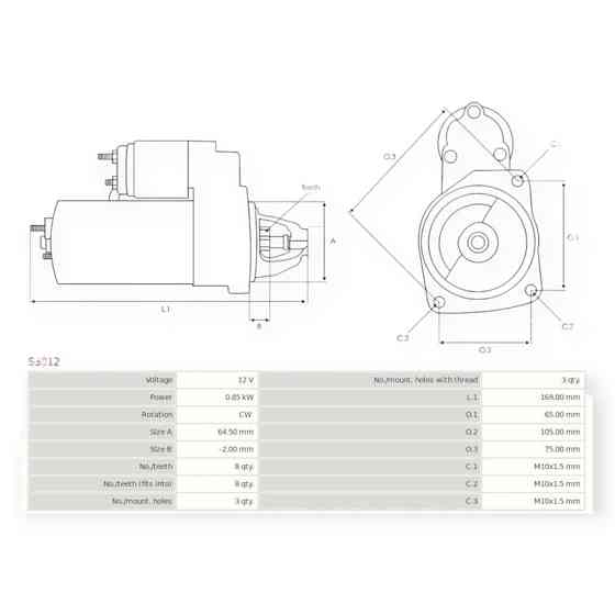 Стартер автомобіль Рено Kangoo, Laguna 1.6i (2001-) (12В, 0.85кВт, 8 зуб) Мукачево