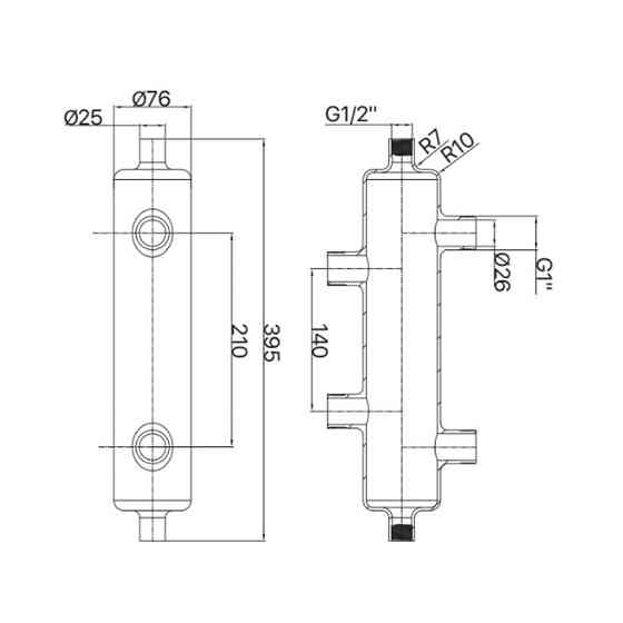 Гідрострелка Koer KR.S1031 2/2  1"НР SUS304   ( KR2958 ) 30421 Харків