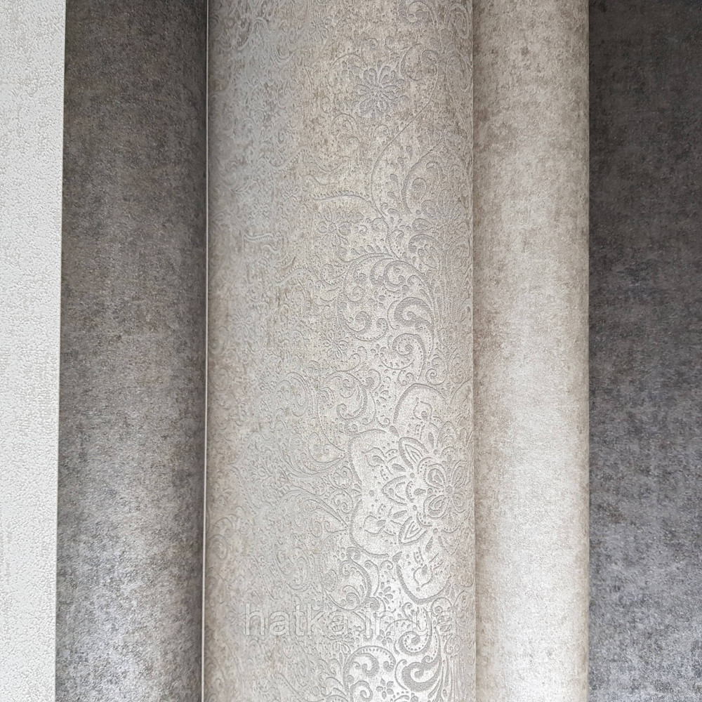 Шпалери флізелінові еко Rasch Kerala 0.53х10 м вензелі східний малюнок сіро рожеві сріблясті Київ - фото 1