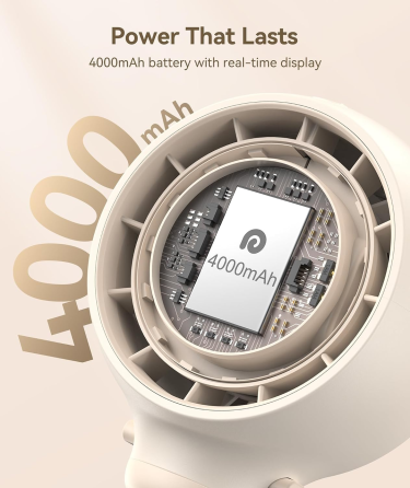 Портативний вентилятор Dreamegg для коляски, 4000 мАг, 4 швидкості, LED-дисплей, 2 нічники, гнучкий штатив 360°, бежевий Київ