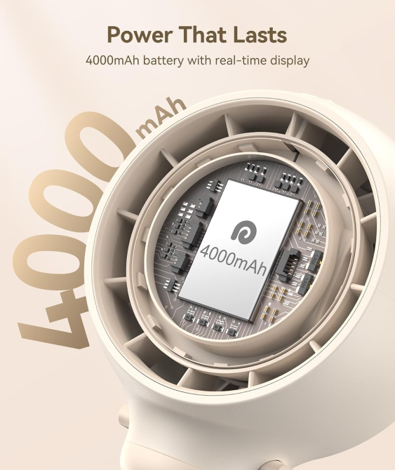 Портативний вентилятор Dreamegg для коляски, 4000 мАг, 4 швидкості, LED-дисплей, 2 нічники, гнучкий штатив 360°, бежевий Київ - фото 6