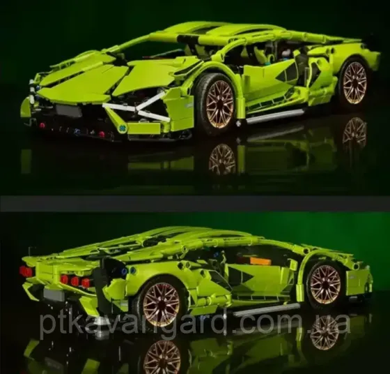 Конструктор на радиоуправлении машинка Ламборгини Сиан 1280 деталей с пультом зеленая J 2002 M Хмельницкий