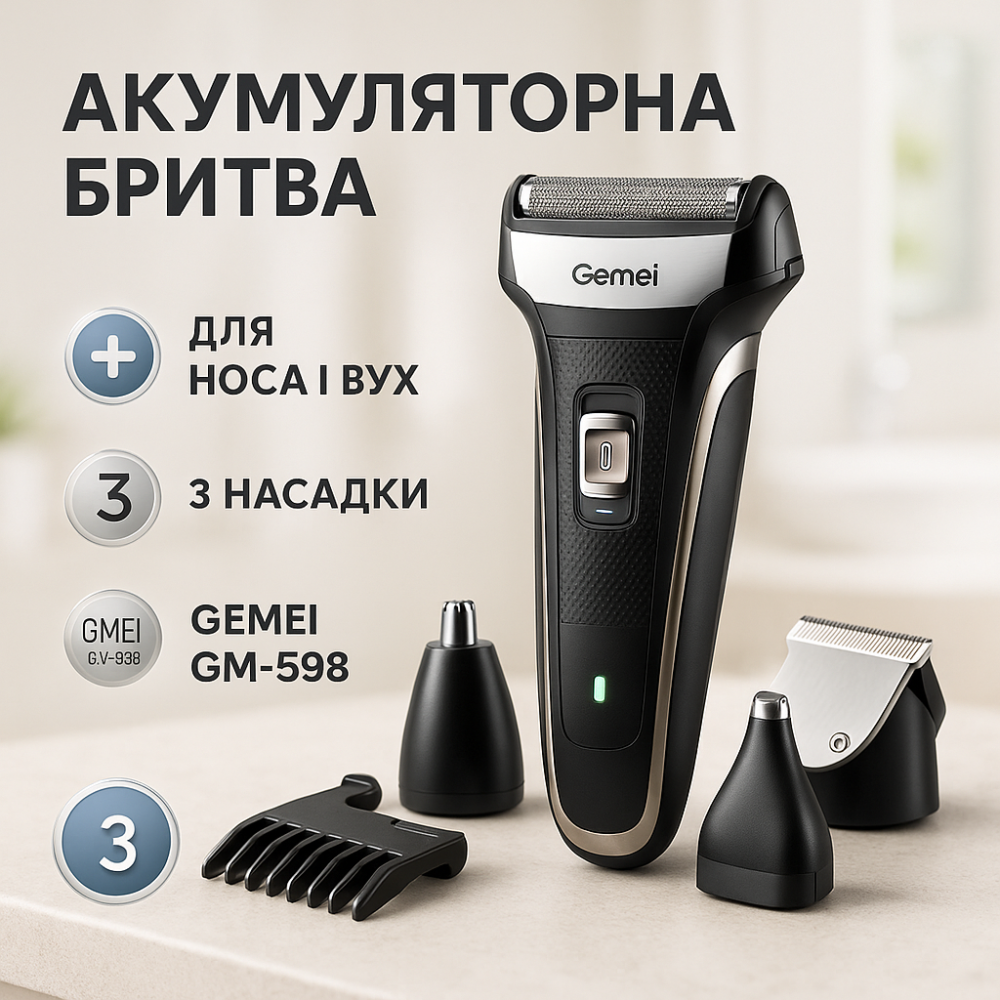 Хорошая бритва портативная GEMEI, Аккумуляторная бритва с фирменным лезвием Портативная AN-36 Львов - изображение 16