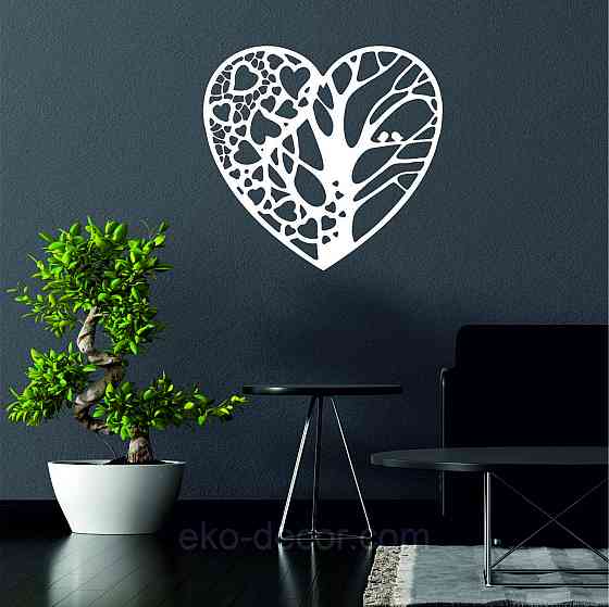 Декоративное настенное Панно «Дерево сердце» Декор на стену 50*47 см, Белый Киев