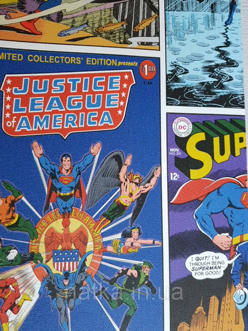 Шпалери вінілові на флізеліні AdaWall Ada Kids метрові дитячі афіші написи коміксів супергерой Київ - фото 2