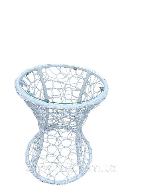 Столик из ротанга круглый белый Киев - изображение 1