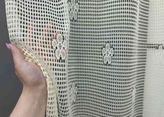 Тюль сетка VR-Textil Juli № 1720т Арка на кухню цвет молочный с карамельным 500х150 см (53-0033) Киев