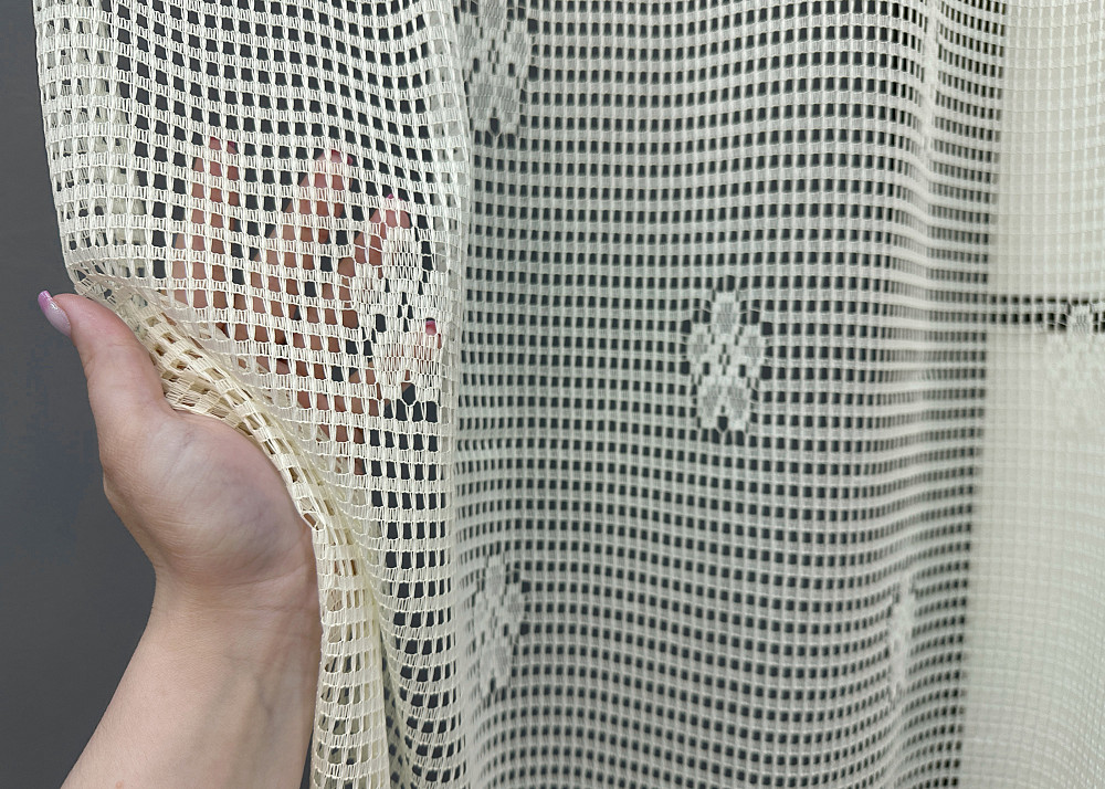 Тюль сетка VR-Textil Juli № 1720т Арка на кухню цвет молочный с карамельным 500х150 см (53-0033) Киев - изображение 3