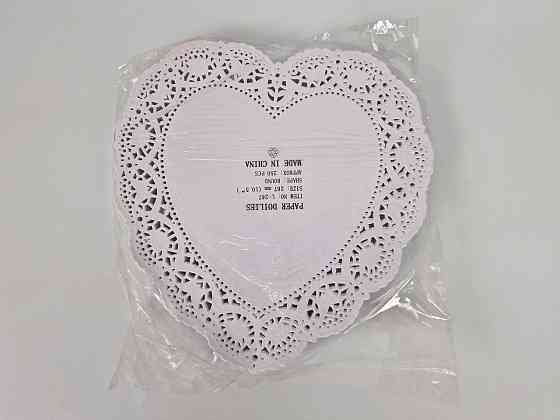 Салфетка ажурная СЕРДЦЕ Ф26,7(250шт) белая (1 пачка) Харьков