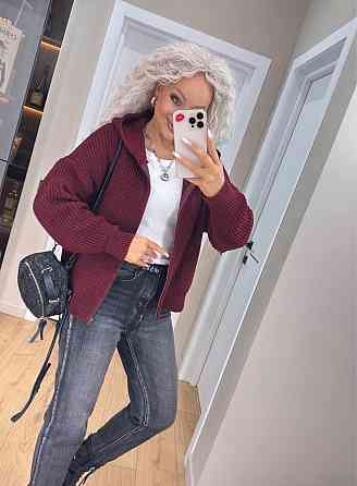 Кардиган в'язаний з капюшоном на блискавці толстовка Київ