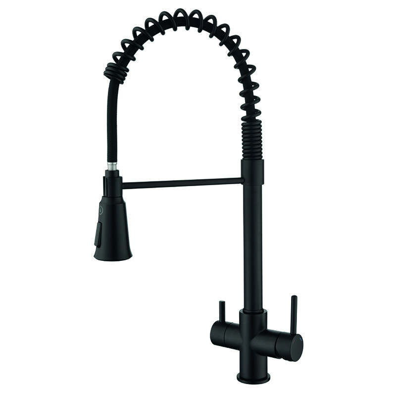 Змішувач для кухні Koer KB-72025-05 з виходом для питної води (вилив – пружина) латунь/колір чорний (KR5015) Чернівці - фото 1