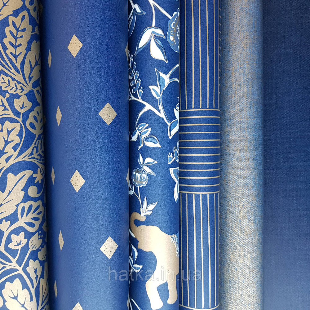 Шпалери вінілові на флізелін Caselio Mystery 0.53х10 м геометрія яскраві ромби золотисті на темно синьому Київ - фото 3