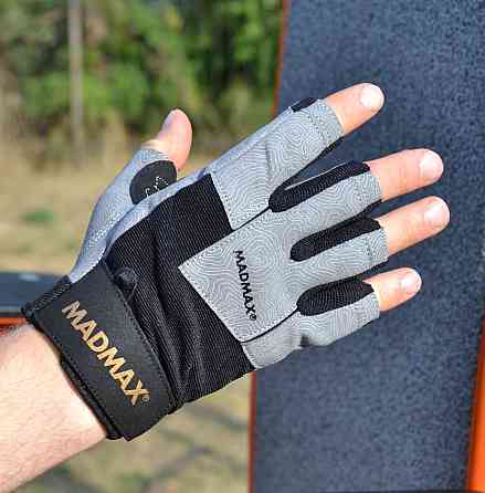 Рукавички для фітнесу MadMax MFG-871 Damasteel Grey/Black XXL Кам'янське
