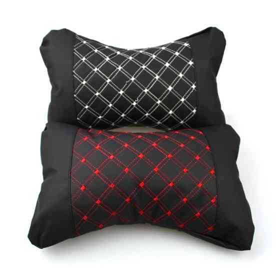 КОМПЛЕКТ!!! Массажная вибро подушка и ПОДГОЛОВНИК в авто, вибро упор для спины в автомобиль КРАСНАЯ прошивка Кременчуг