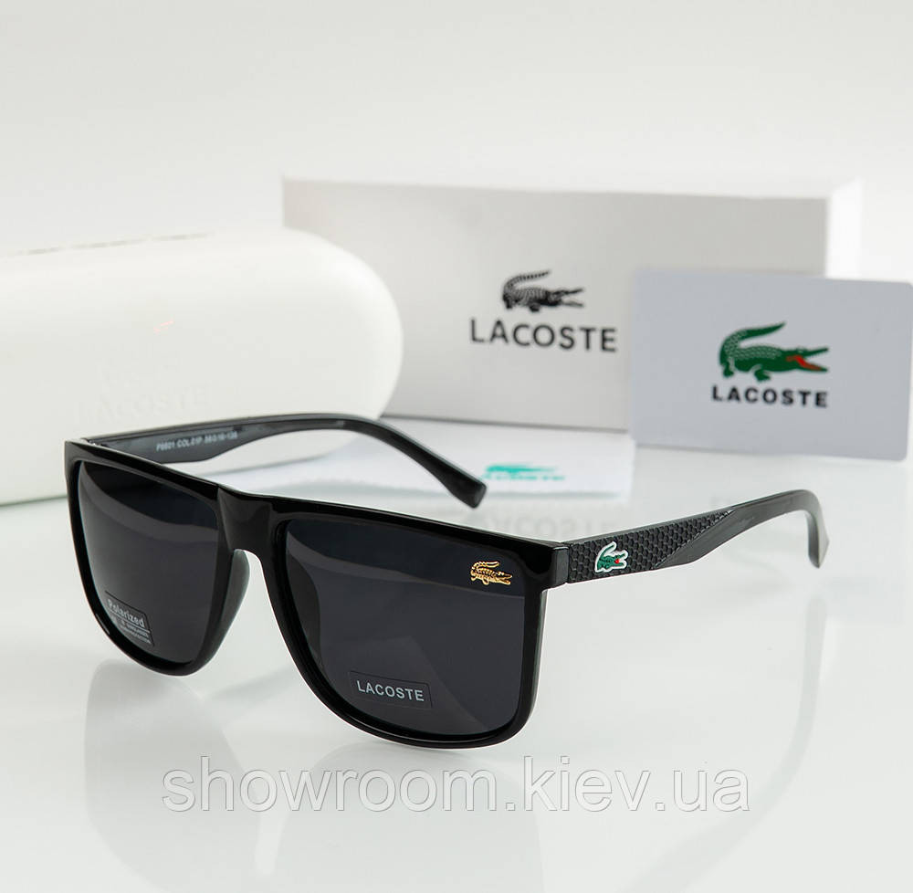 Мужские черные солнцезащитные очки с поляризацией Lacoste (0166) Киев - изображение 1