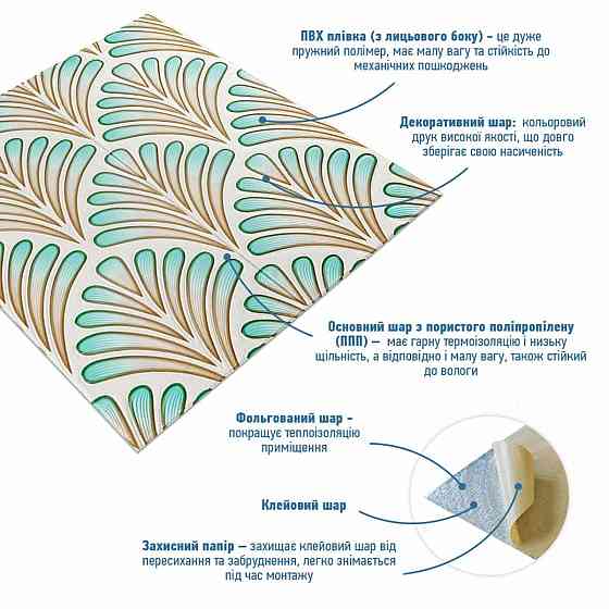 Панель стінова 3D 680х680х4мм Коричнево-зелений візерунок SW-00001988 Київ