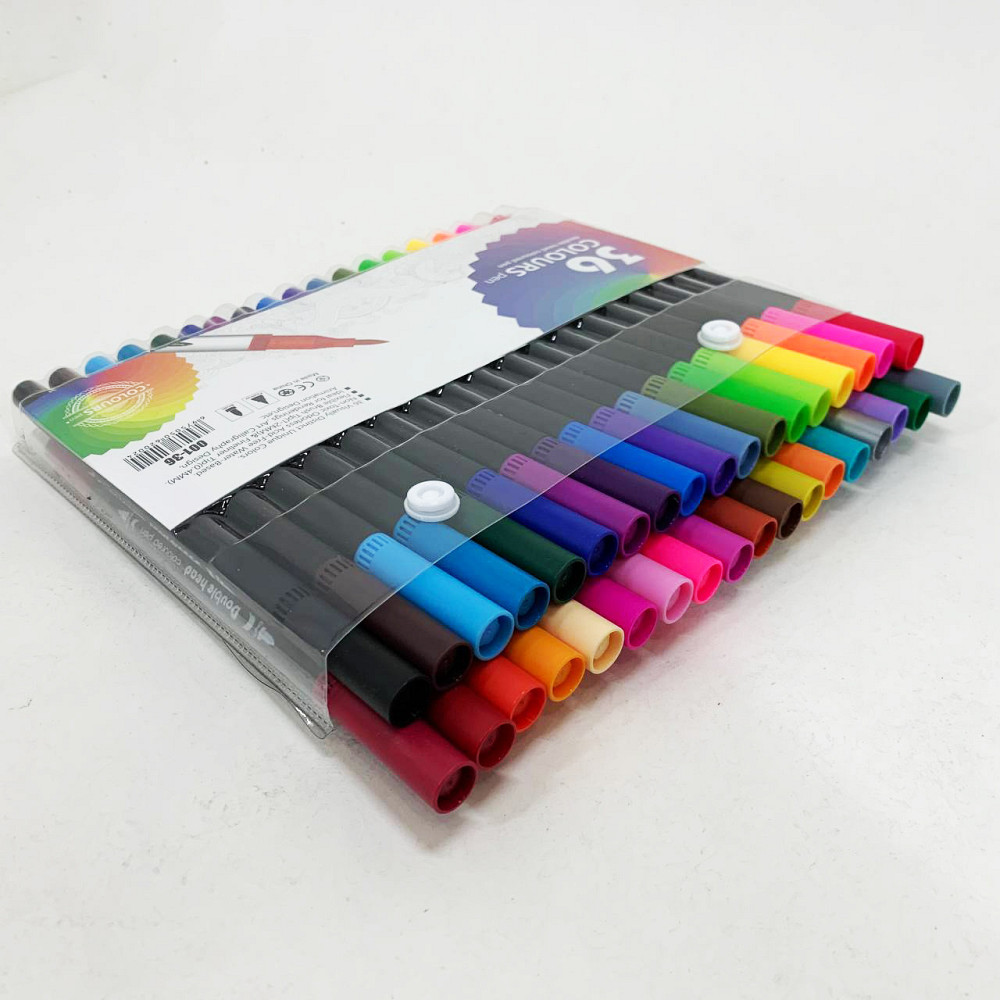 Профессиональный набор 36 шт двухсторонних маркеров линер+кисть с мягкой головкой на водной основе ND-67 Львов - изображение 5