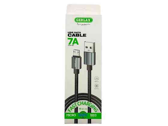 Кабель microUSB D2V 7А тканевый черный 1м ТМ Gerlax Киев