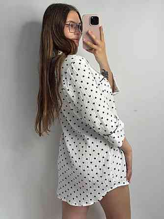 Жіноча муслінова нічна сорочка Чорні серця XS-S Харків