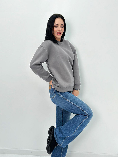 Жіночий теплий батник "Wear" Турція оптом | Норма і батал Сірий, 50-52 Київ - фото 1