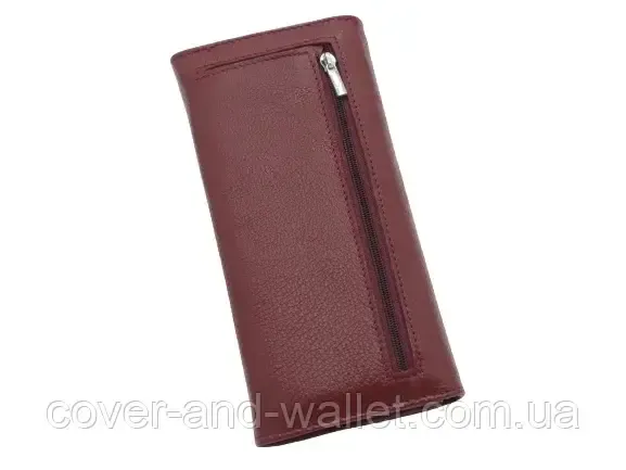 Тонкий женский кожаный кошелек с ассиметричным клапаном бордового цвета ST Leather 212 Киев - изображение 7
