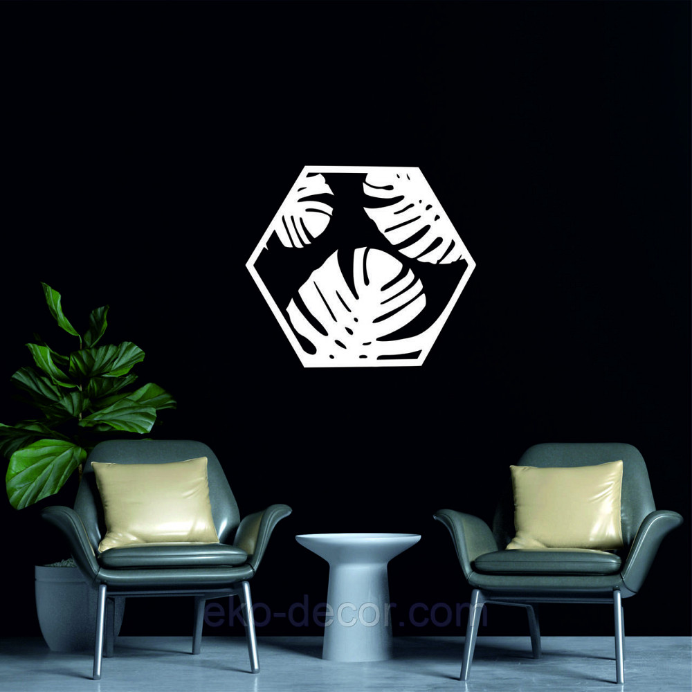 Декоративне настінне Панно «Листя пальми»  Декор на стіну 70*61 см, Білий Київ - фото 4