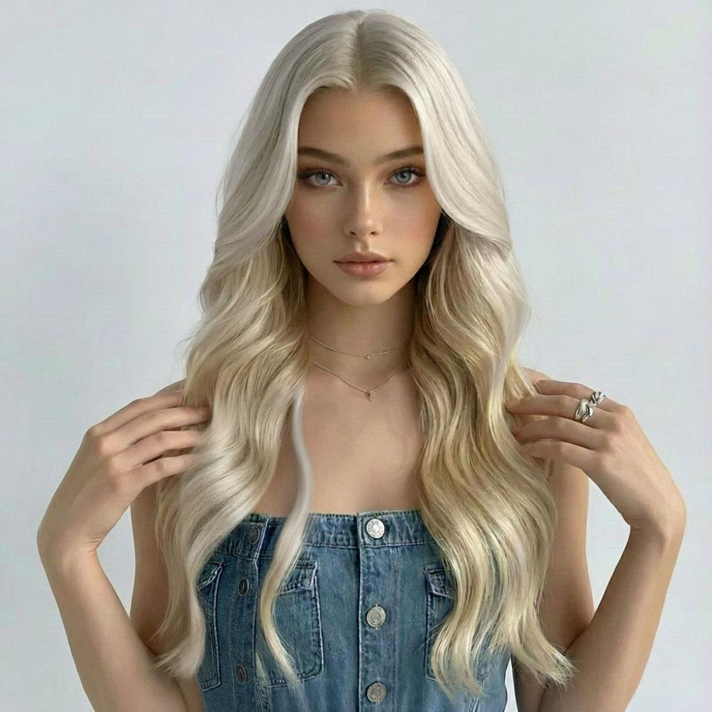 Перука хвиляста довга 70 см зі штучного волосся жіноча Блондин Вінниця - фото 3