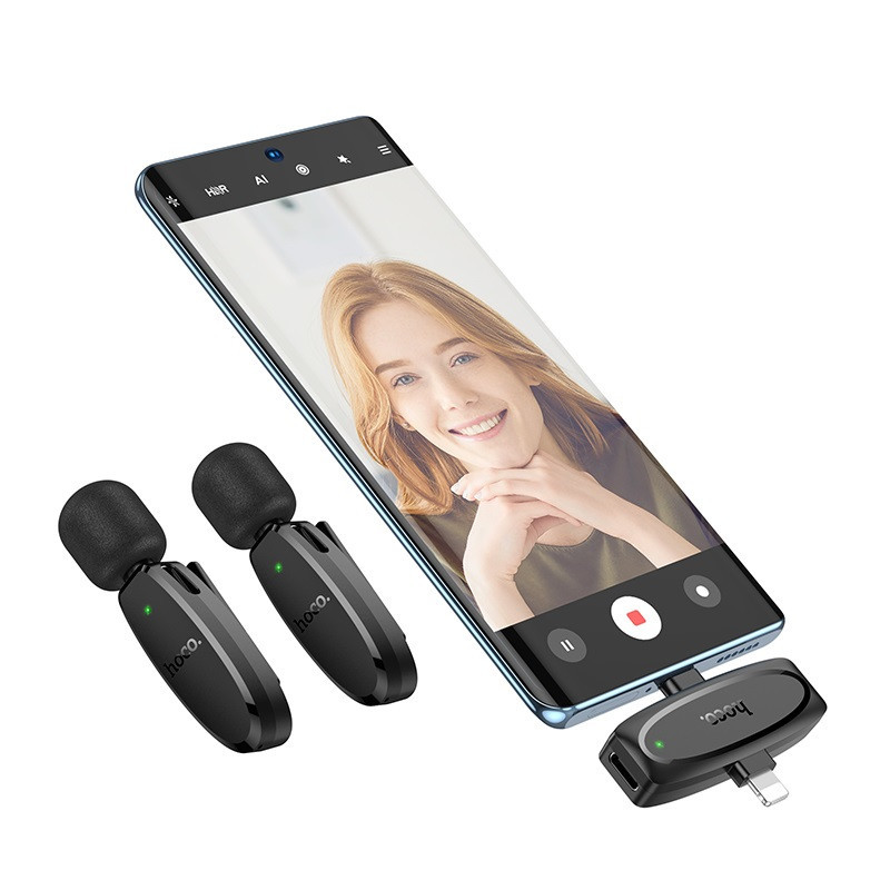 Бездротова мікрофонна система HOCO L15 dual-mic (iP/Type-C) Black Одеса - фото 7