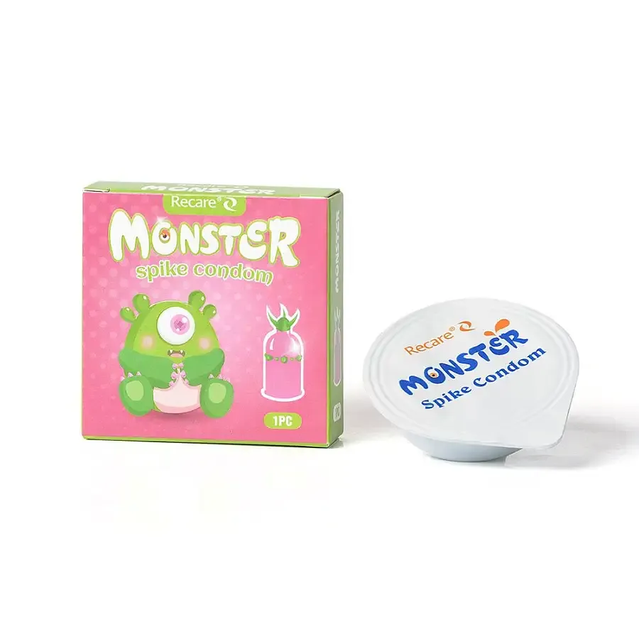Насадка на член Recare Green Monster Spike Condom (презерватив с рядом шариков и усиками на кончике) Львов - изображение 3