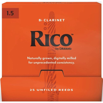 Трость для кларнета D'Addario Rico - Bb Clarinet #1.5 - 25 Box (RCA0115-B25) Винница - изображение 1