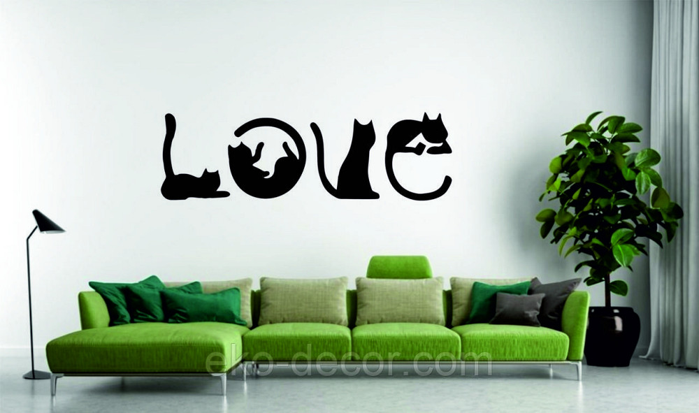 Декоративне настінне Панно «Коти - Love» Декор на стіну 50*165 см, Чорний Київ - фото 2