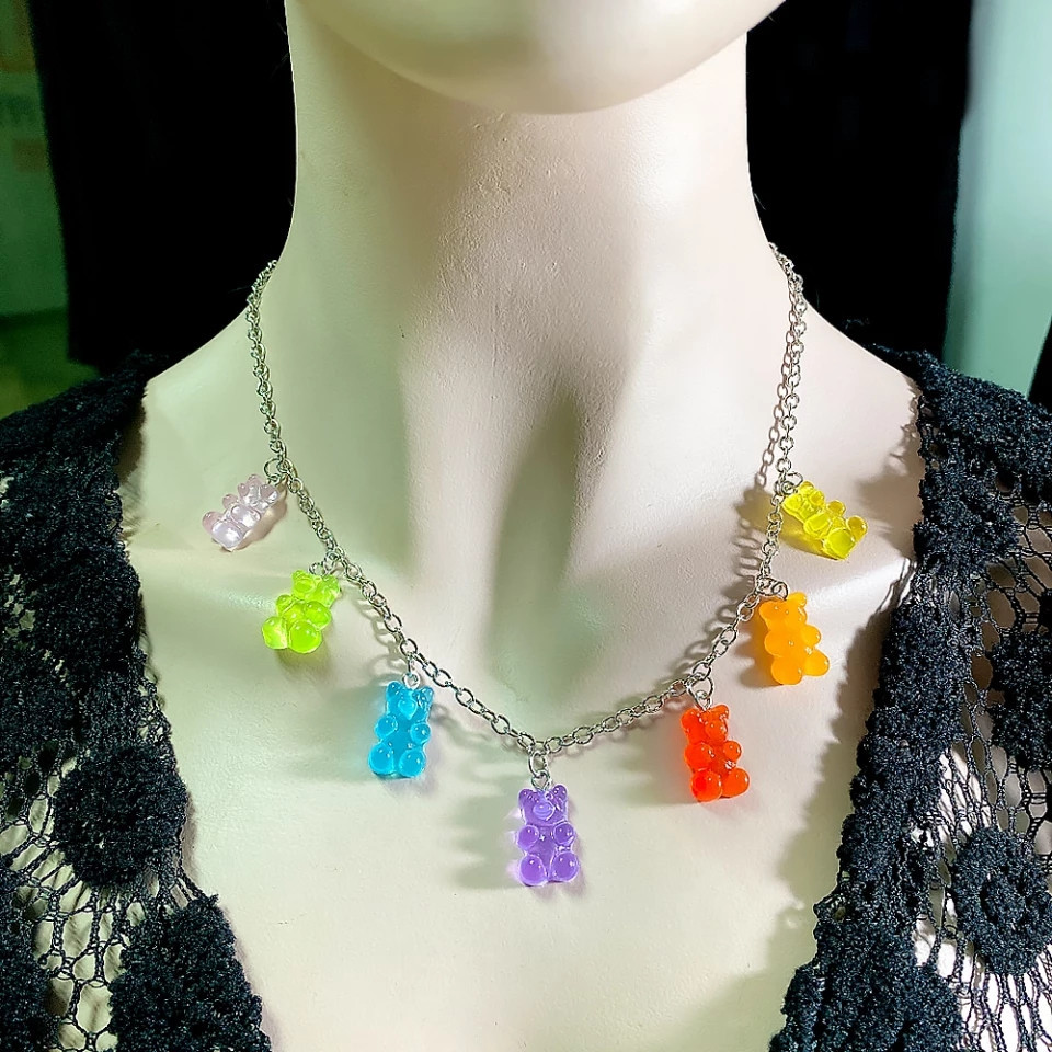 Украшения с мишками (набор) - в набор входит сережки и ожерелье, материал смола Киев - изображение 2