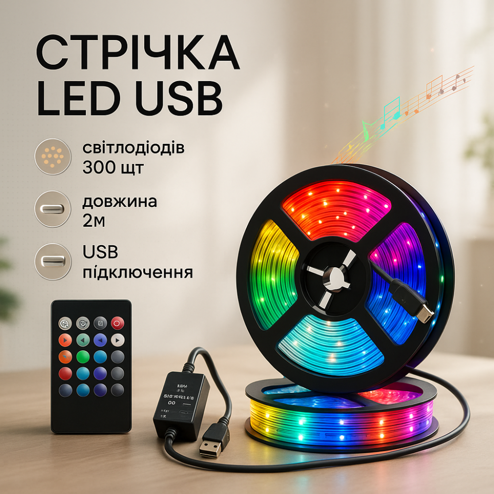 Підсвічування інтер'єру світлодіодною стрічкою SMD 5050 RGB LED 2 м, Світлодіодна стрічка освітлення PH-90 Київ - фото 20