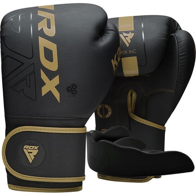 Боксерські рукавиці RDX F6 Kara Matte Golden 6 унцій (капа в комплекті) Кам'янське - фото 1