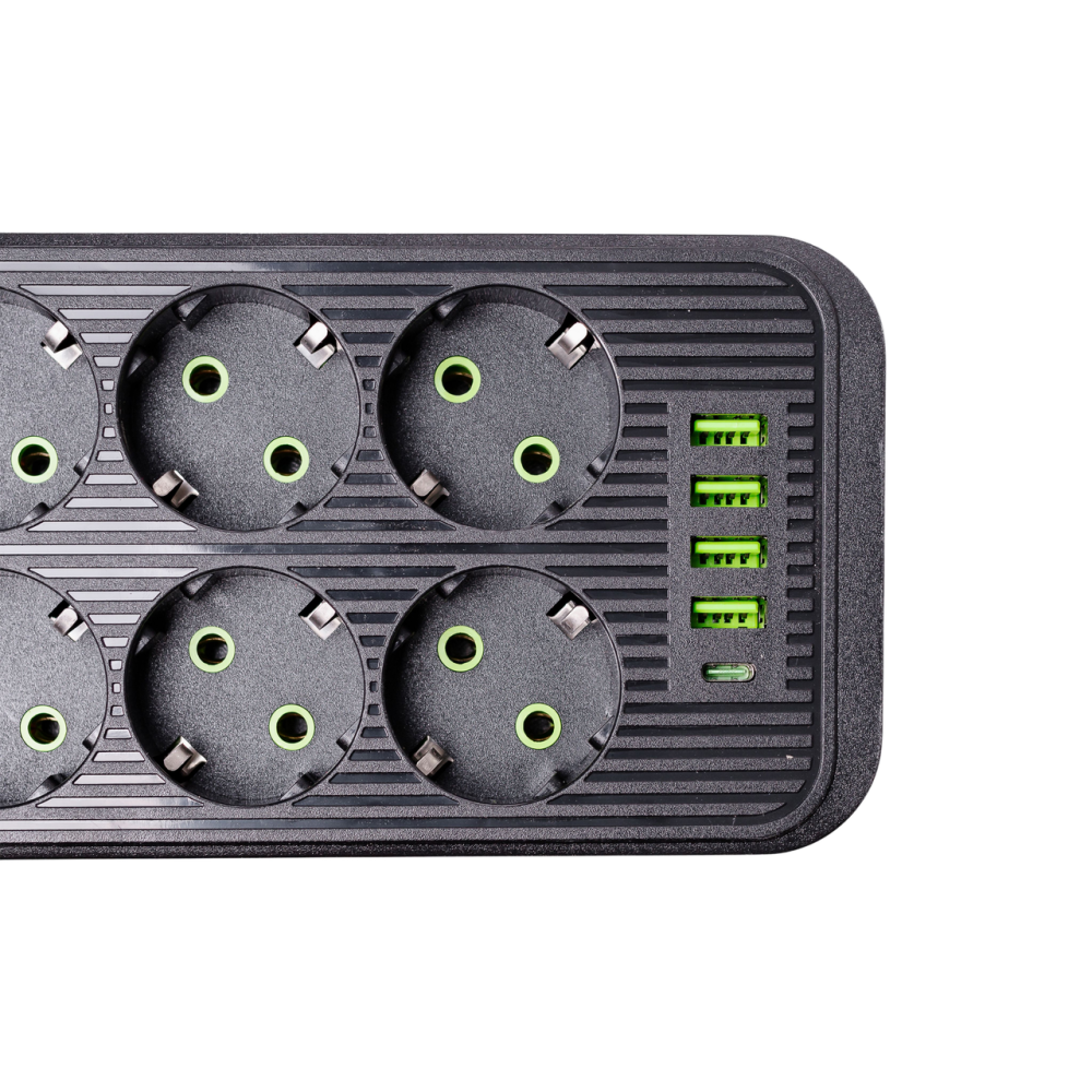 Yiwu Мережевий фільтр 3 м подовжувач F06U на 6 розеток 4 USB 1 Type-C та кнопкою відключення Чо Коломыя - изображение 4