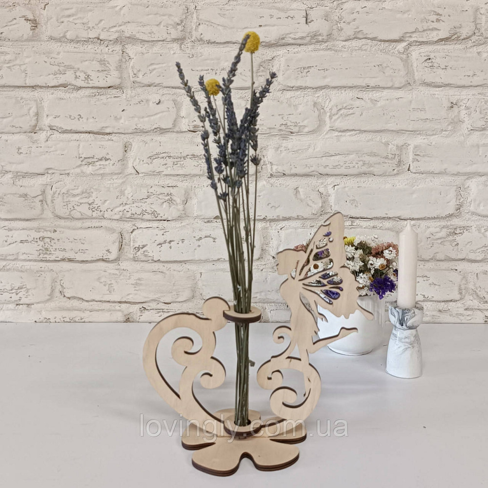 Настільна композиція із сухоцвітами в дерев'яній підставці. Ірпінь - фото 2