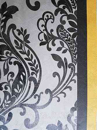 Шпалери вінілові на флізелін AS creation New-life вензелі великі чорні на сірому однотоне під штукатурку Київ