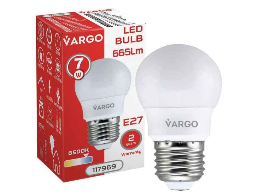 Лампа світлодіодна 7W E27 G45 6500K 220V (V-117969) ТМ VARGO Київ - фото 1
