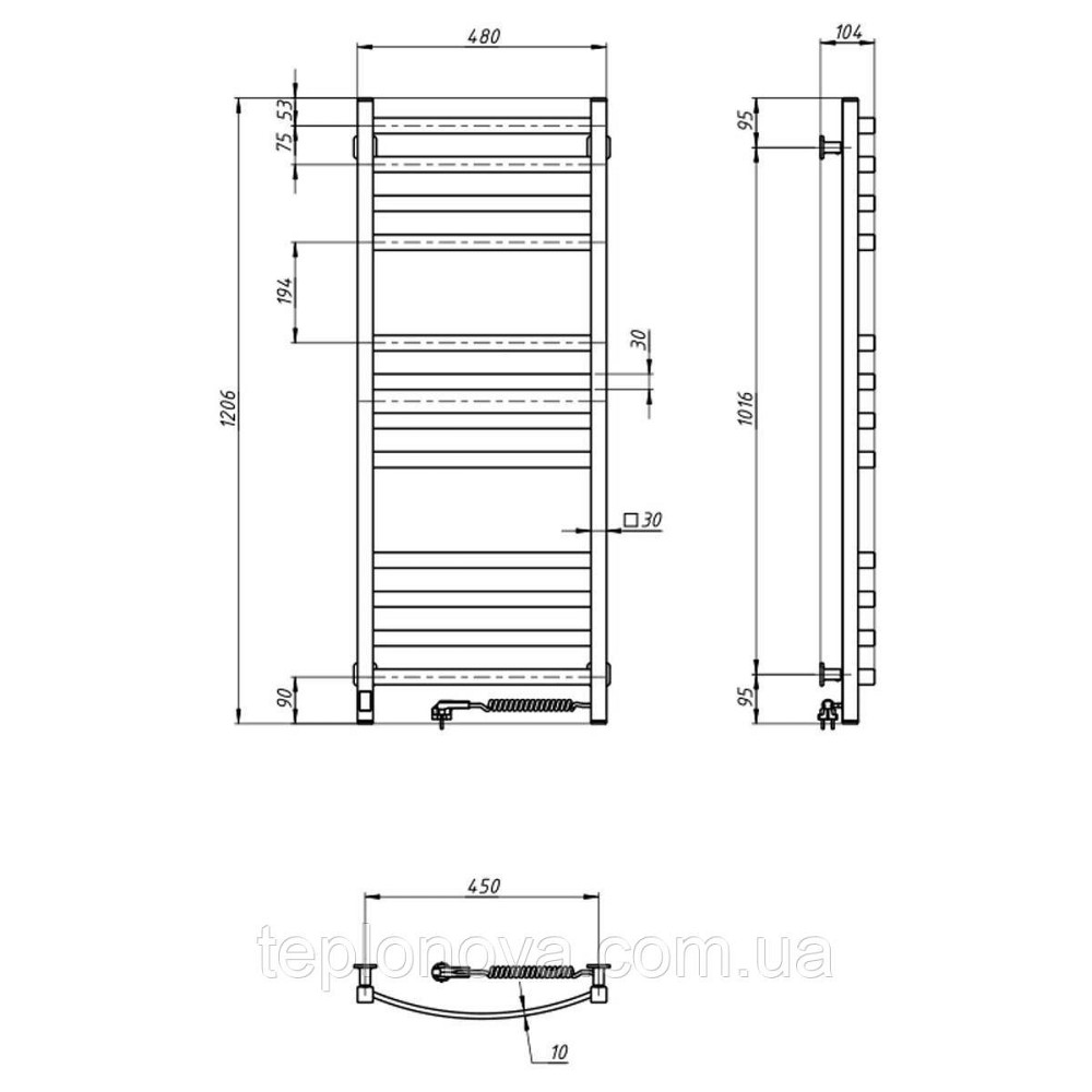 Полотенцесушитель электрический Navin Avalon 480х1200 Sensor правый, черный муар Черновцы - изображение 7