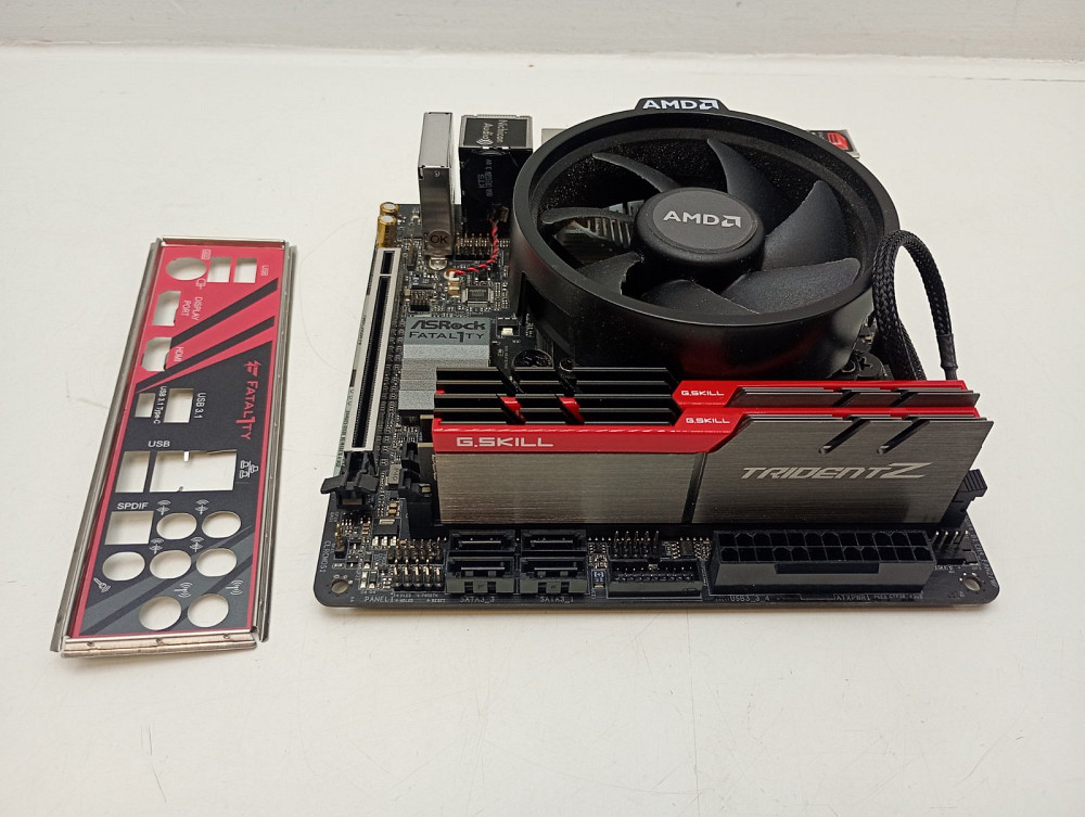 Комплект: материнська плата ASRock B450 Gaming-ITX/ac + Amd Ryzen 5 2600 + 8+8 Gb DDR4 G.Skill Trident Z (товар вживаний) Луцк - изображение 2